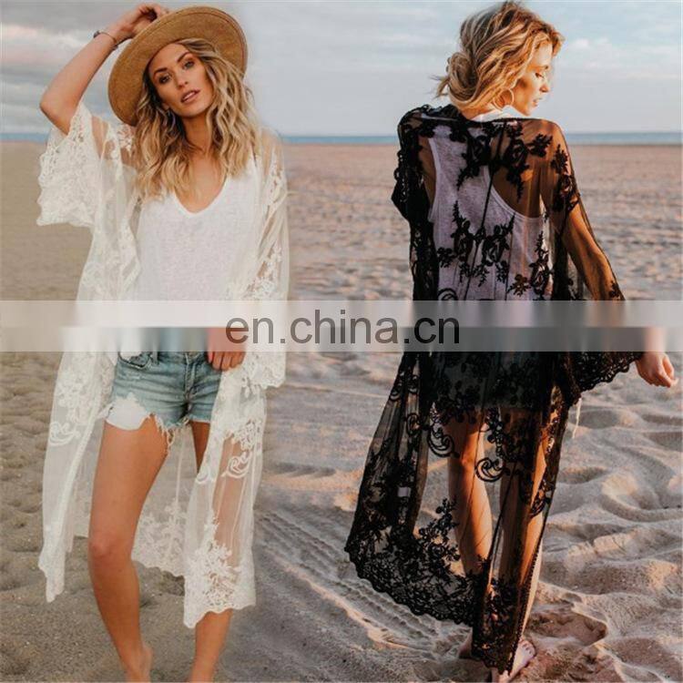 2019 New Women Chiffon Kimono Lace Loose Cardigan Bikini Cover Up Wrap Beachwear Beach Dress Beach Cover Up Pareo Robe De Plage