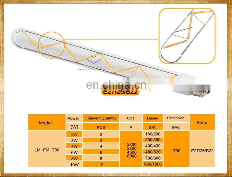 Langma antique Edison light bulb E27 220V long tube decorative light bulbs creative art flute bulbs T30