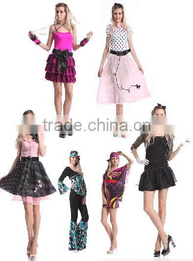 walson hot sale 20s 50s 70s Retro Hippie Girl Disco Dancing Groovy Party Halloween Costume