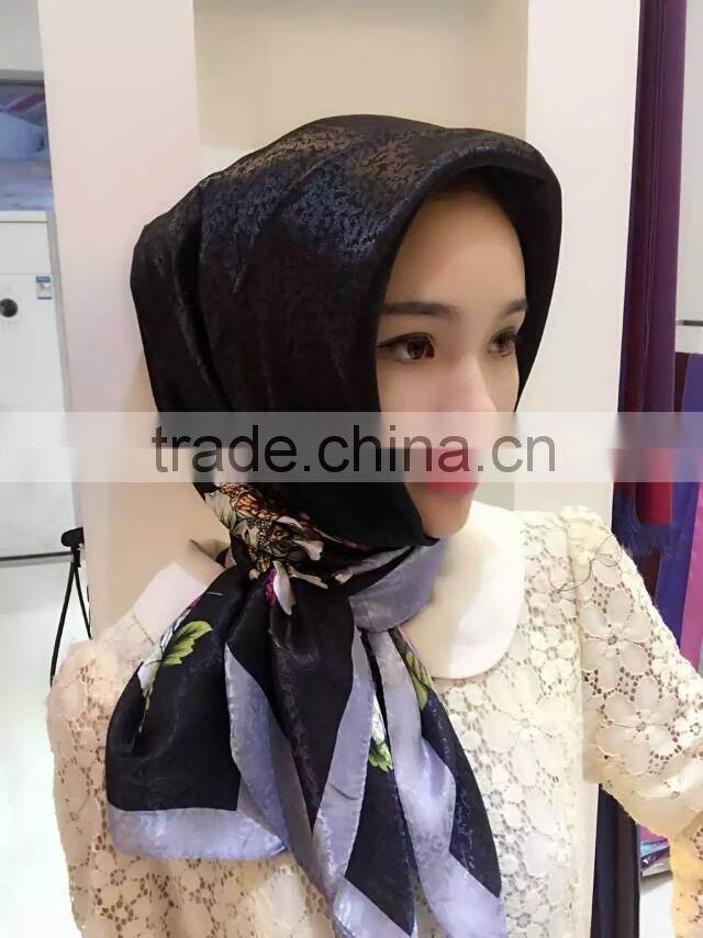 new style satin silk muslem square scarf