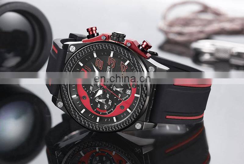 Megir 2051 Luxury Brand Silicone Strap Quartz Men Sport Watch High Quality Big Dials Megir Military Brand Quartz Watch