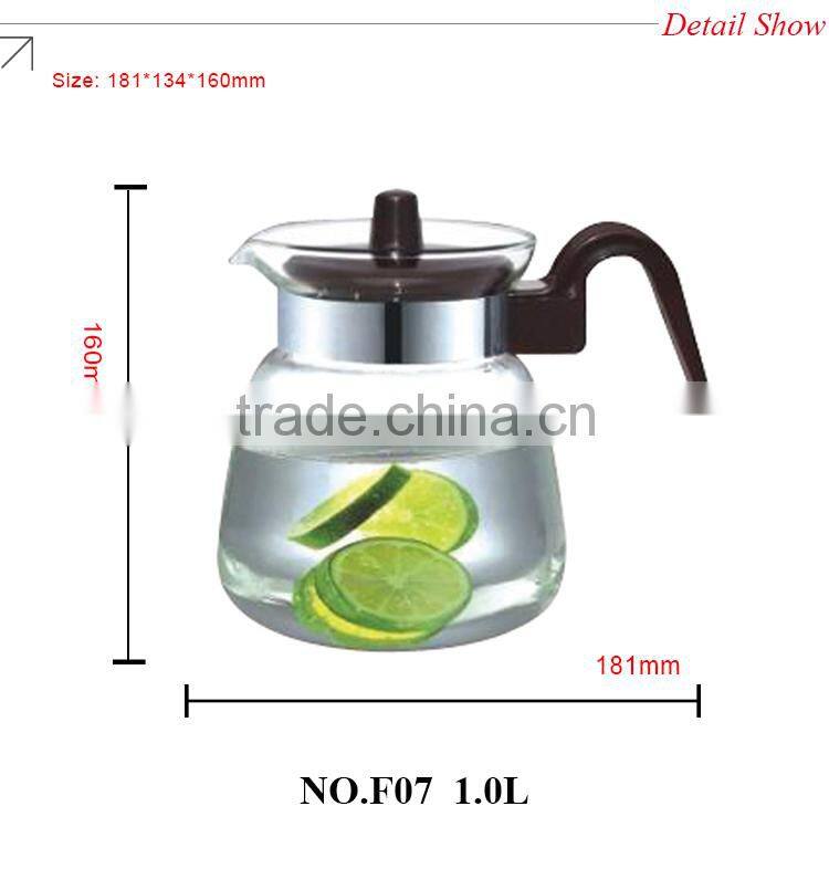 2016 new 1000ml 34oz promotion transparent water pot water carafe glass water kettle