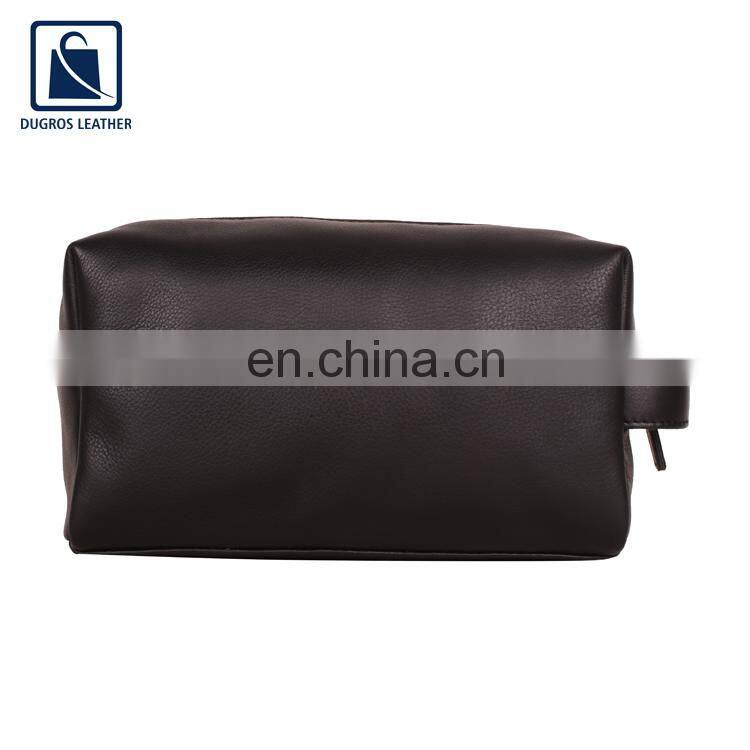 Matching Stitching Anthracite Fitting Zipper Closure Type Unisex Genuine Leather Toiletry Bag