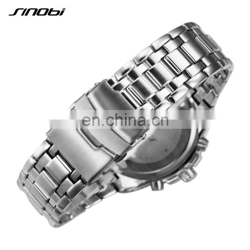 SINOBI S9720G Stainless Steel Band Watch Quartz Watches For Mens Clock Reloj Wristwatch Man