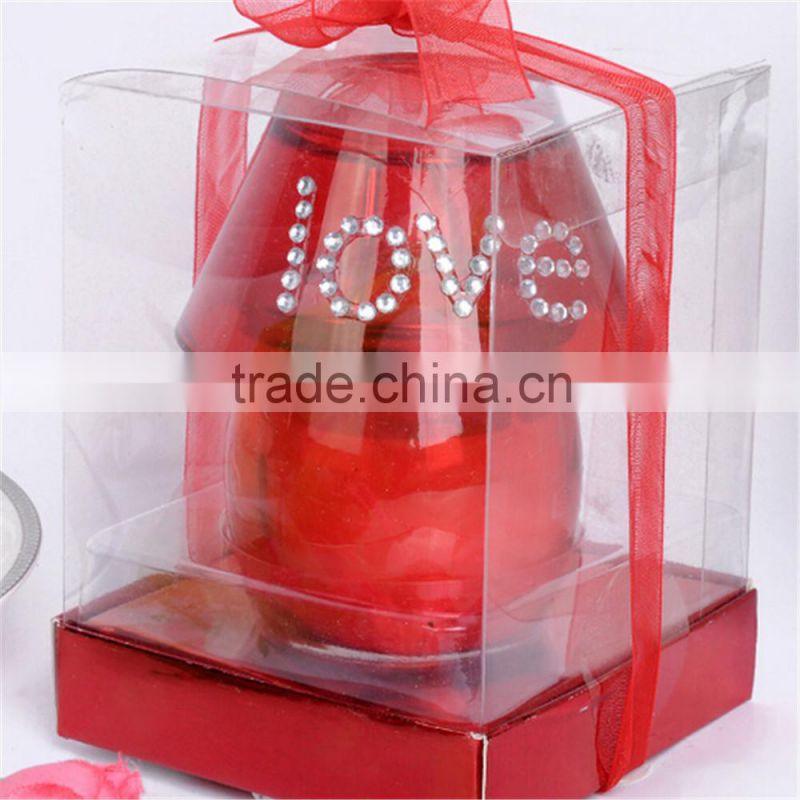 red glass votive shade lamp candle holder for wedding