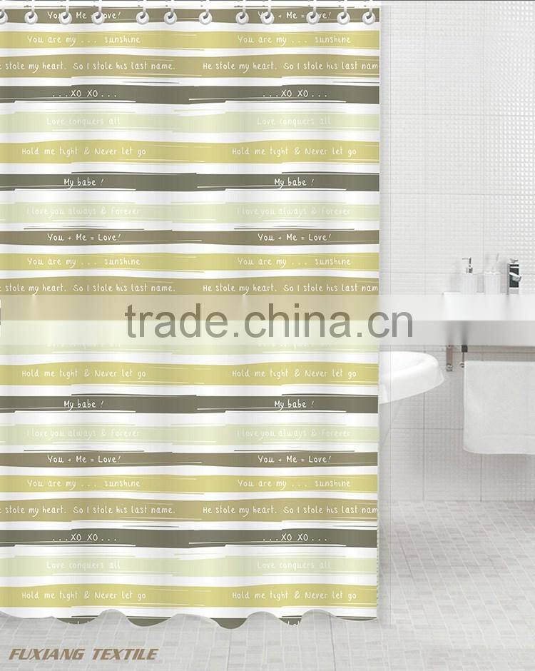 100% Polyester Printed Words Shower Curtain