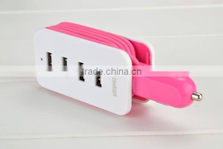 4 USB port 4.3 A New design usb car charger with universal car adapter with usb charger