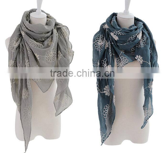 Wholesale Women Fashion Embroidery Spring Summer Cotton Scarves Shawls