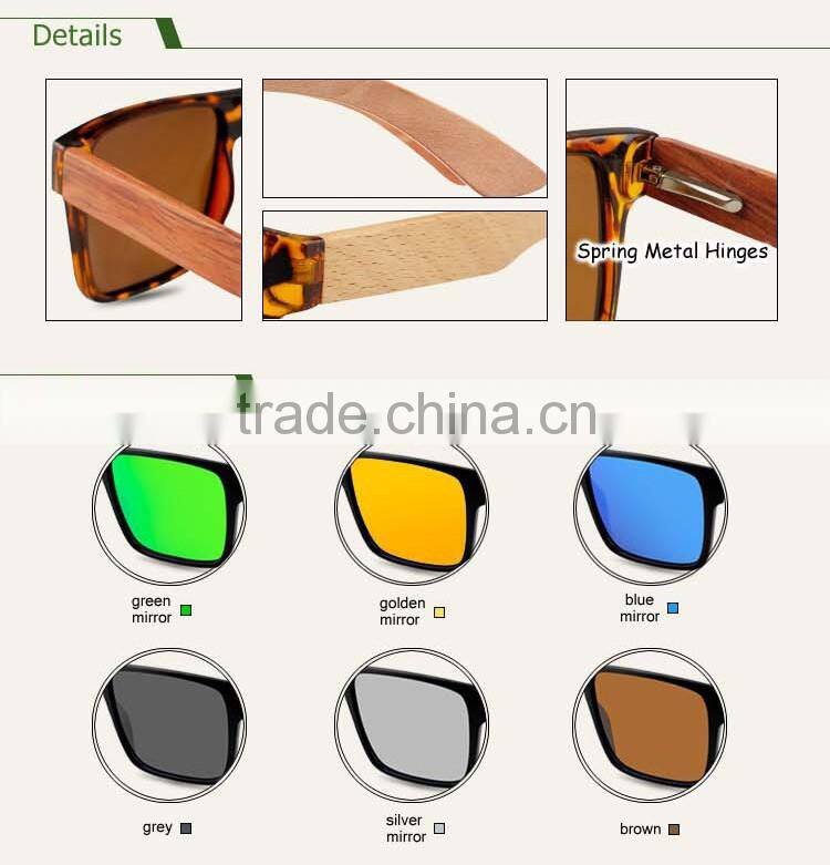 2015 high quality pc frame bamboo polarized sunglasses customized logo