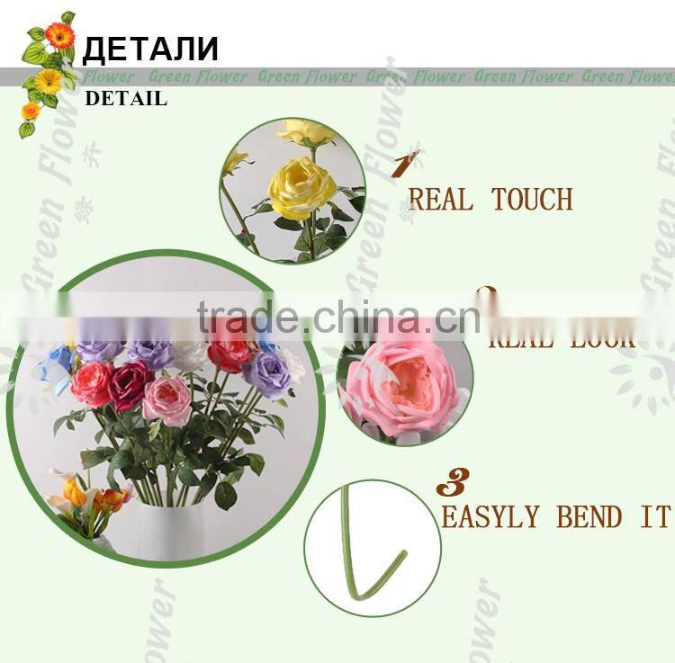 2016 Wholesale Multicolor Latex PU Artificial Flowers Diamond Rose Real Touch Bouquet Wedding Bridal Decor Display Flower