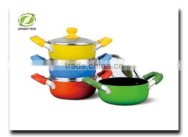Duradera naranja de cocina de aluminio verde Parini cazuela antiadherente de revestimiento de ceramica de cocina crisol comun