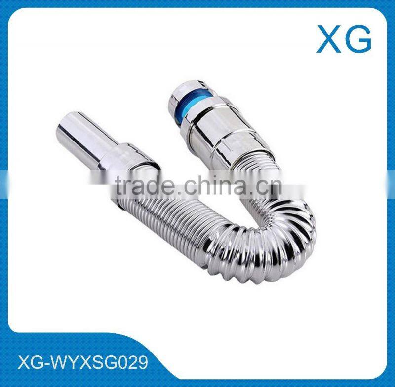PP flexible basin waste hose/plastic sink drain hose with steel wire/pvc retractable hose for bathroom/chrome coated waste hose