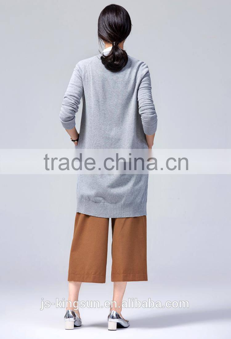 Woman 100% combed cotton knitted sweater coat