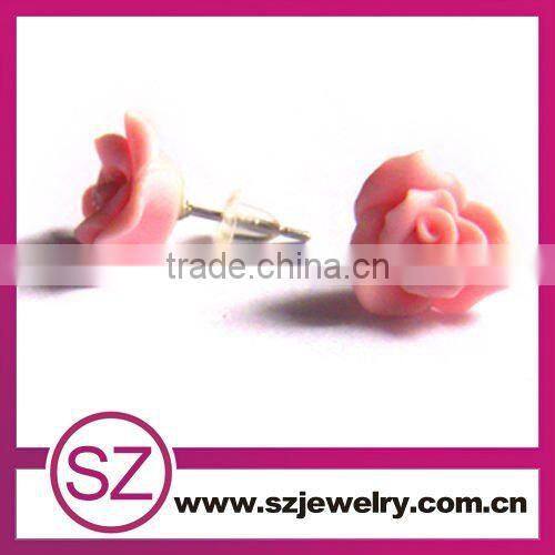Cheapest & pretty polymer clay flower pattern hoop earring