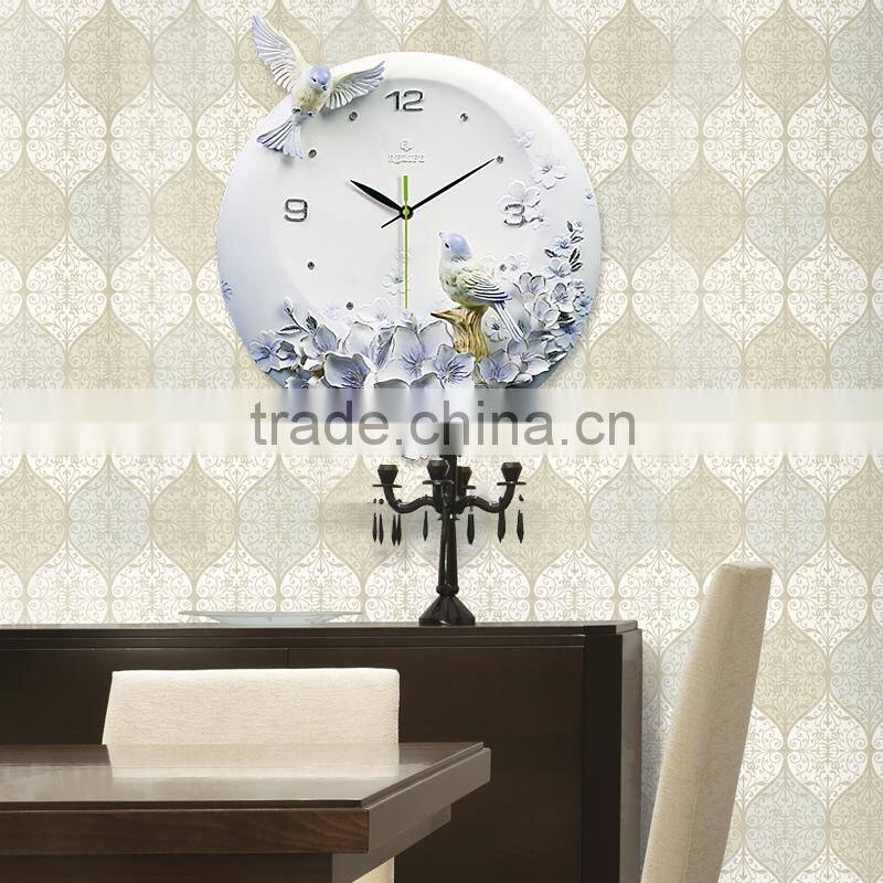 High quality Relief embossed delicate family decor mini clock/
