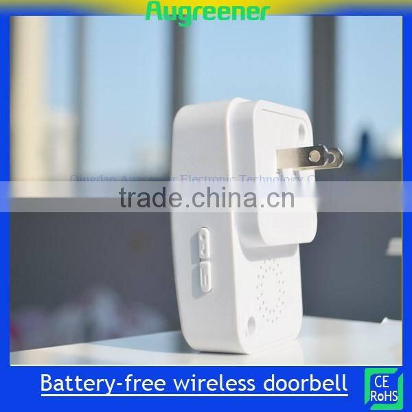 hot selling battery less doorbell wireless doorbell 25 melody ring tones CE ROHS standard wireless doorbell Plug in Qingdao