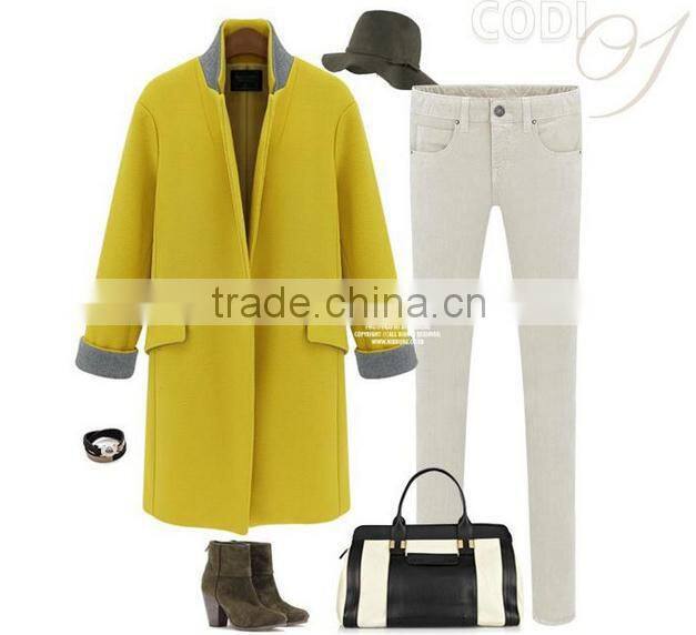 Lovaru Women's Double Breasted Female Coats Overcoat Long Wool Blends Trench Coat