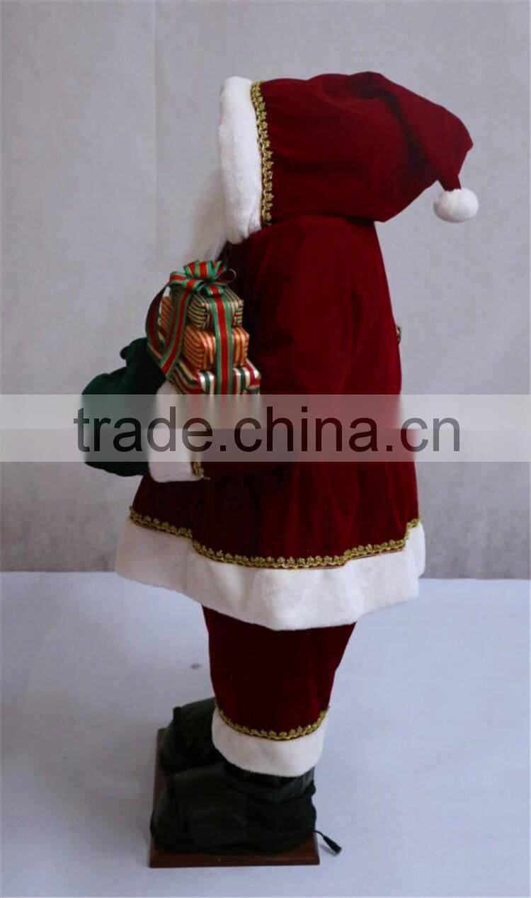 XM-A6071 plush 48 inch indoor inflatable santa christmas ornament with gifts and lighted tree circle