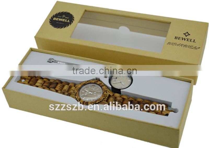 2015 new design stainless steel watch genuine leather strap watch