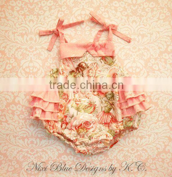 2015 Hot sale gingham seersucker Ruffle shirt for USA Children Blouses