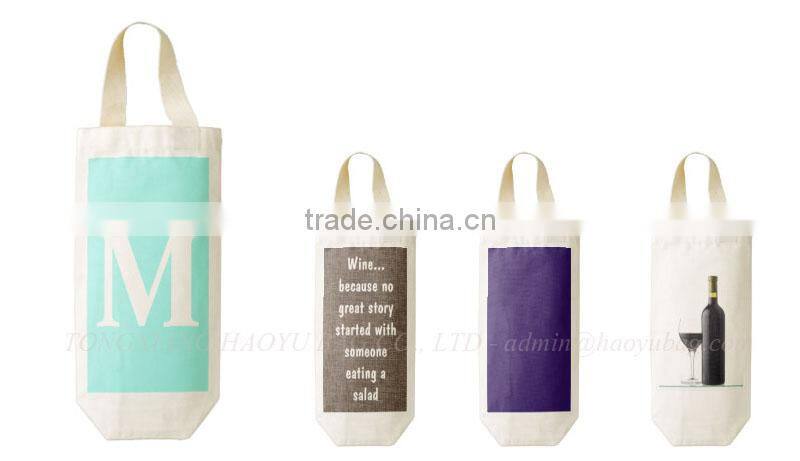 2016 New products canvas printing bag for wine packaging