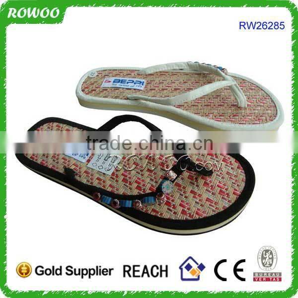 handmade beautiful indian nude women slippers woven straw cheap wholesale slippers