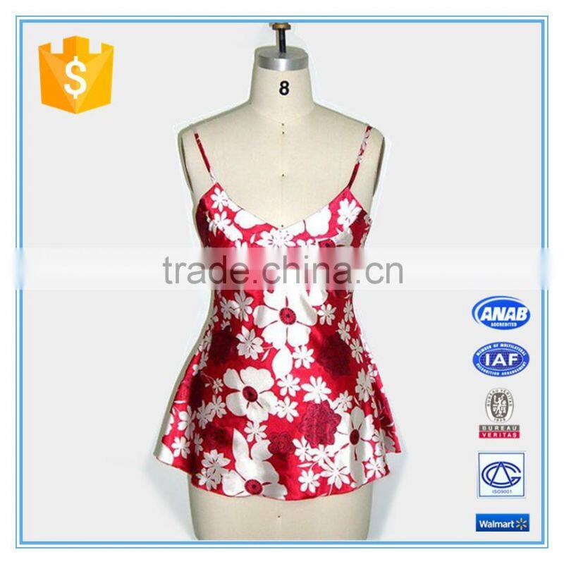 Fashion Women Floral Printed Sexy Satin Camisole