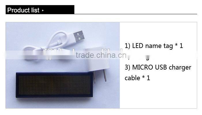 Programmable LED Badge, LED Sign Tag, LED Moving Badge
