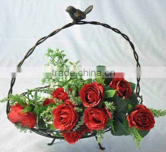 Country style rustic wire basket for plants