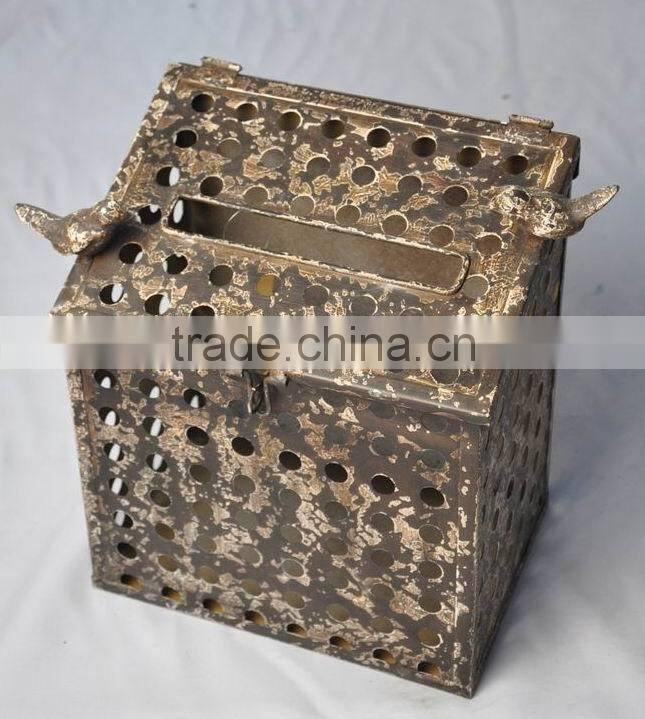 French vintage decorative craft metal mailbox