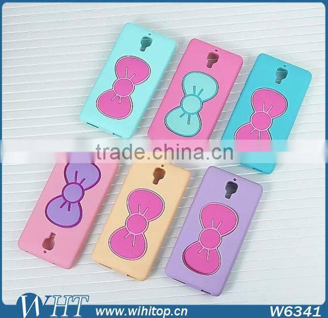 3D Silicone Case for Xiaomi Mi4, Lovely Stand Bow Case for Xiaomi M4