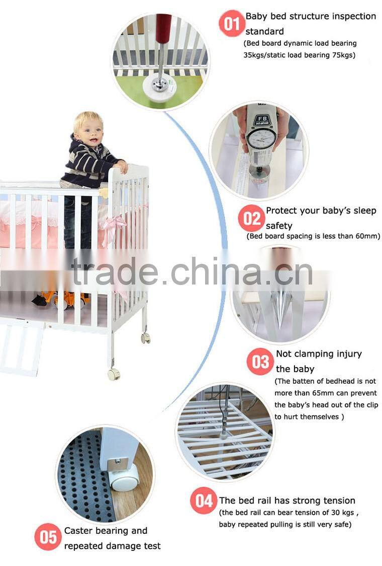 WBC-22B hot selling euro UK style multi-purposes baby cot dimensions, baby cot wheels