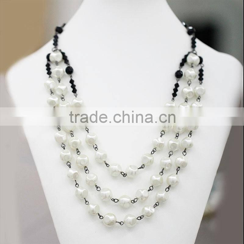 Elegant Alloy Necklace Tri or Multi Strand Jewelry Beaded Imitation Rhodium Jewelry