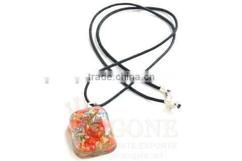 Wholesale Yellow Jasper Orgone Rounded Square Pendant With Cord