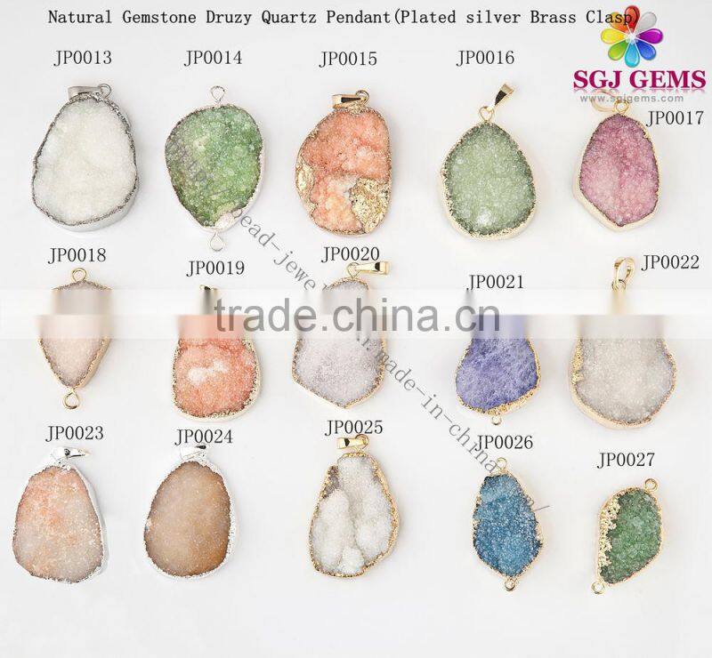 White gemstone rock crystal clear quartz point Brass earring for women-silver plated earring unique jewelry design