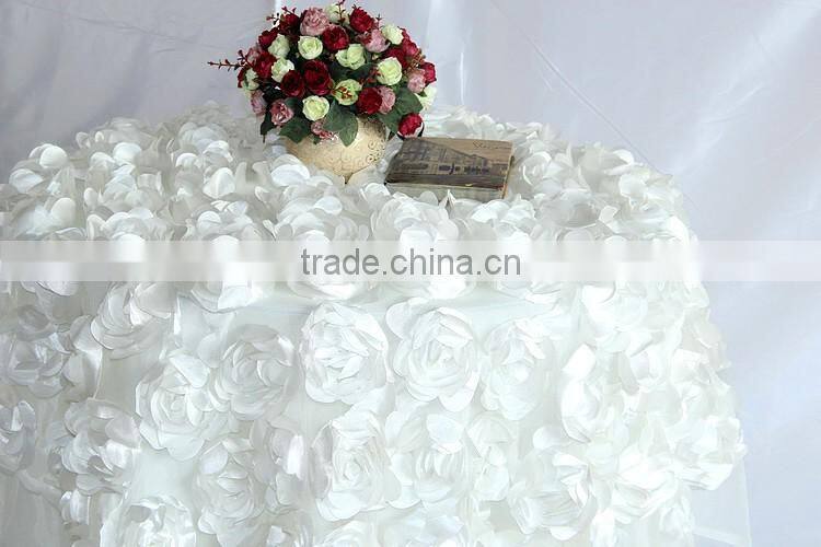 IVORY ROSETTLE TABLE CLOTH /IVORY ROSE EMBROIDERY TABLE CLOTH FOR WEDDING