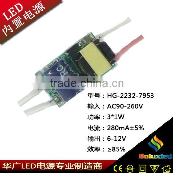 1*3W 2-4V 580mA led driver for bulb