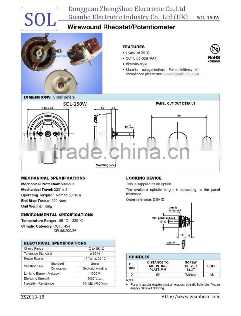25W 5ohm ~500 ohm wirewound rheostats 5k rheostat high power rheostats 5ohm high power Resistors