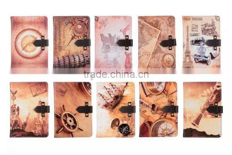 Retro Colorful Painting Flip Standing Pu Leather Case For iPad Pro With Sleeping Function