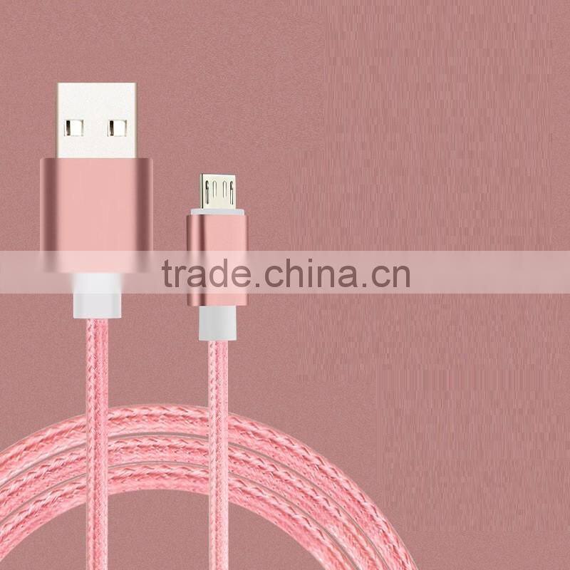 Nylon Braided fast charging micro usb data cable for samsung