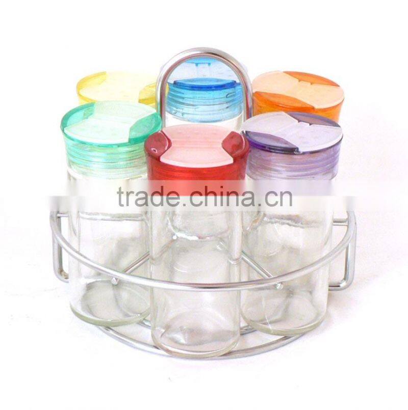 glass condiment set 6 compartment condiment holder