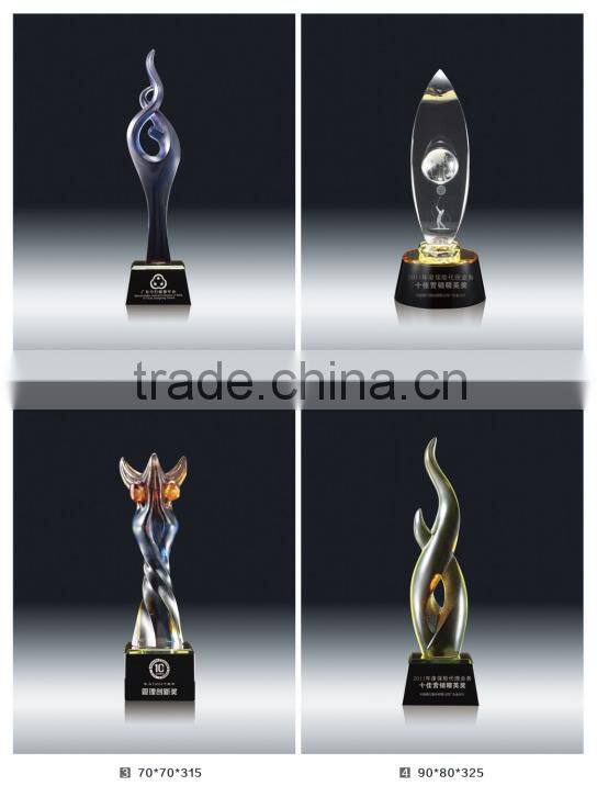 glass art crystal trophy