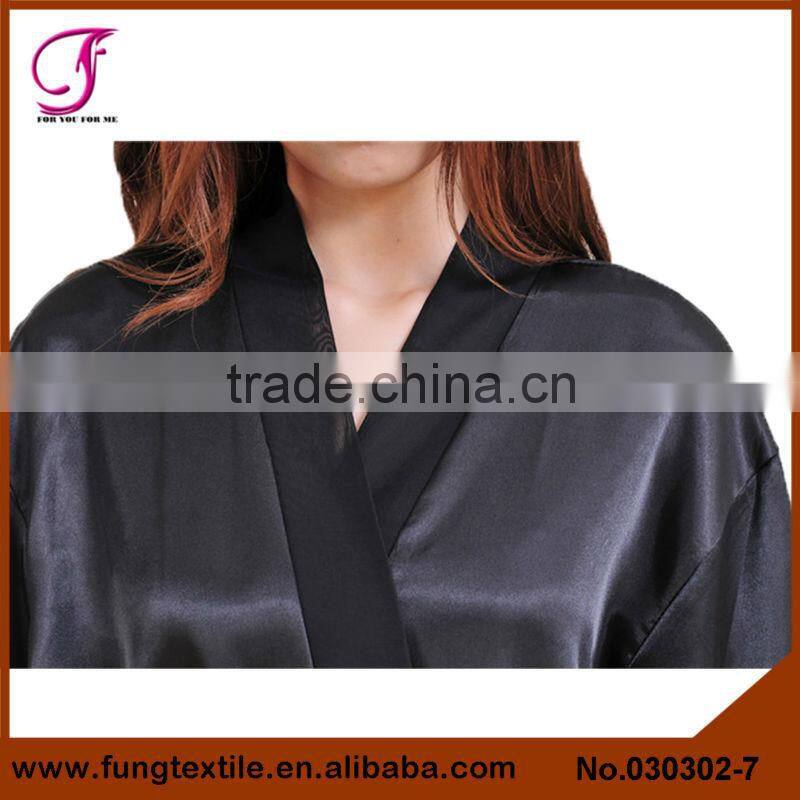 030302 New Style Plain Long Satin Robe