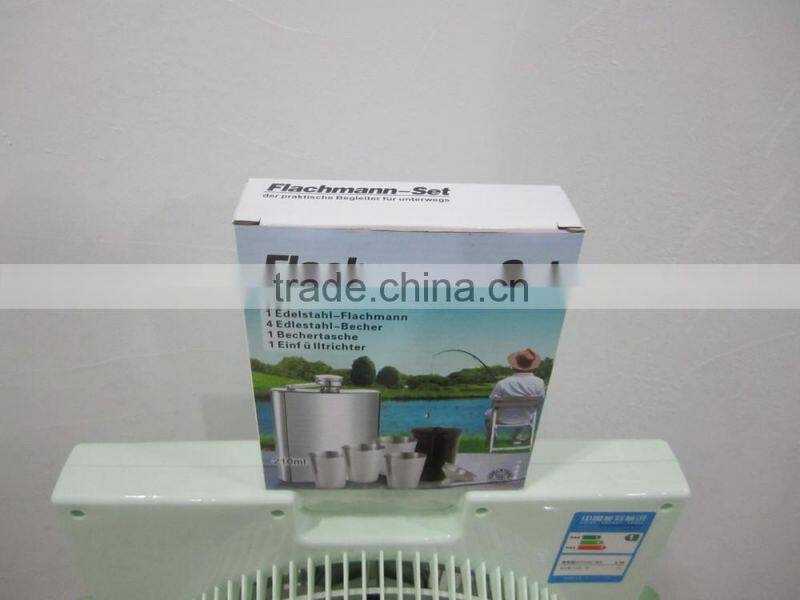 7oz hip flask set with 4pcs cup in leather bag and large funnel in gift paper box