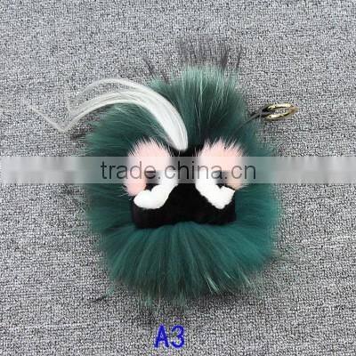 China Wholesale OEM Custom Leather Raccoon Fur Monster Fur Keychain