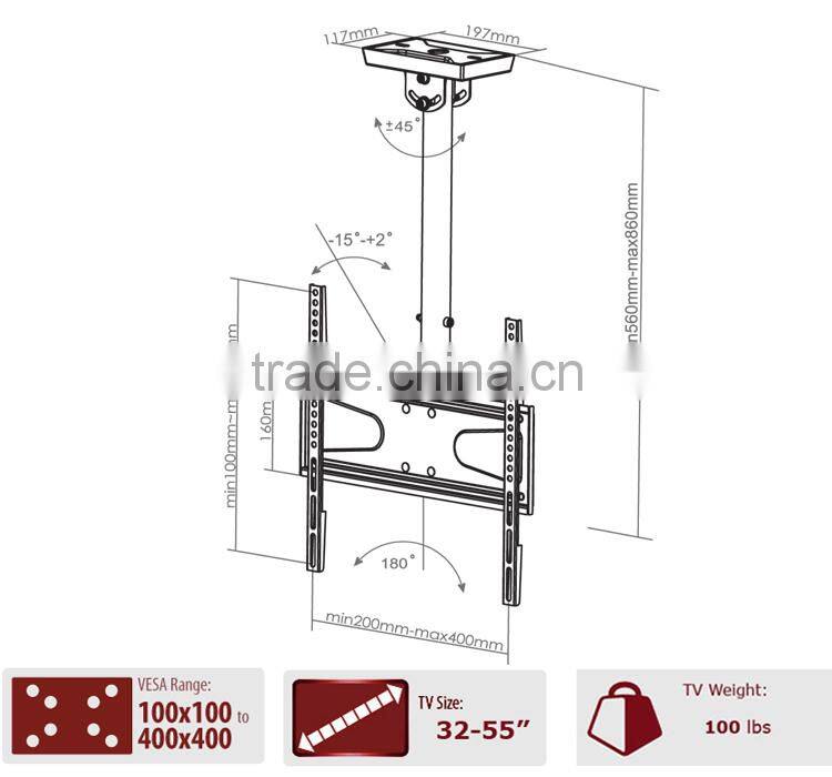 Economy Adjustable Height TV Bracket for 32 to 55 inch LCD LED Plasma Screen