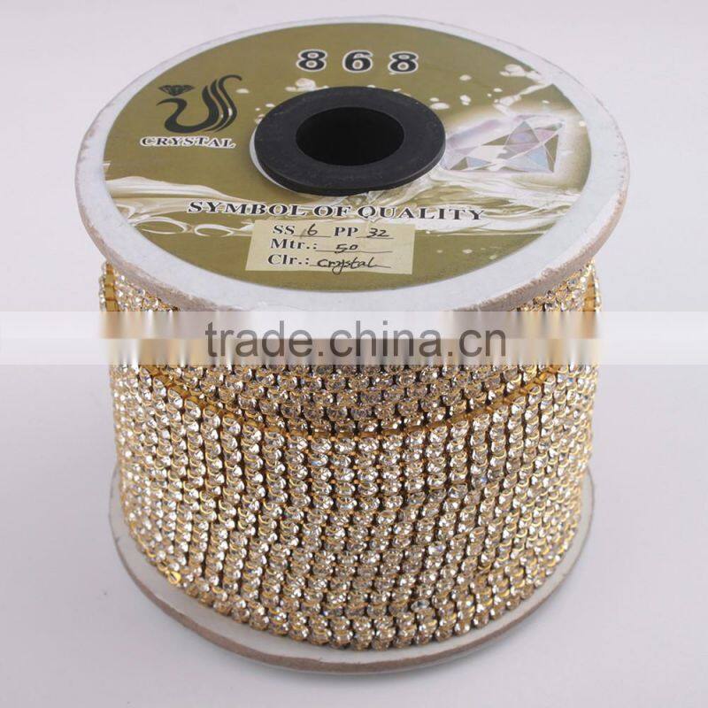 New manufacturer gold rhinestone cup chain for garments