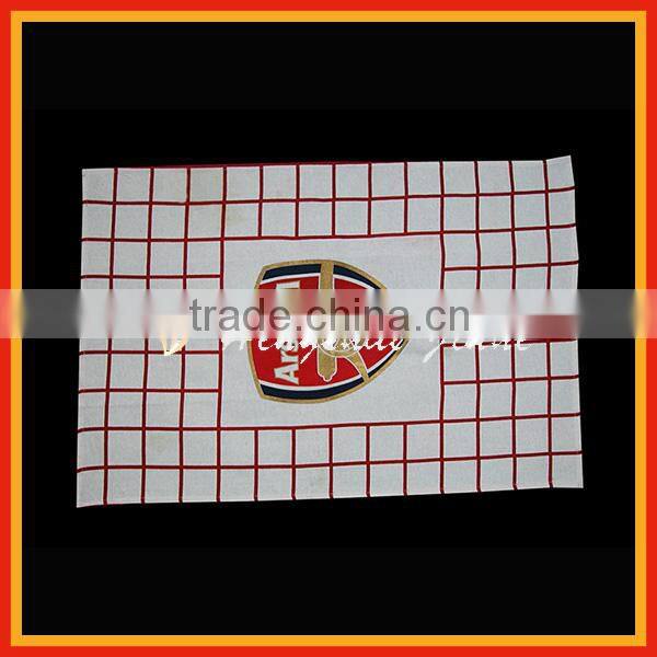checks design tea towel with printed logo