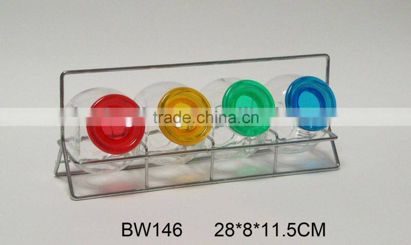 Clear glass storage jar sets with rack