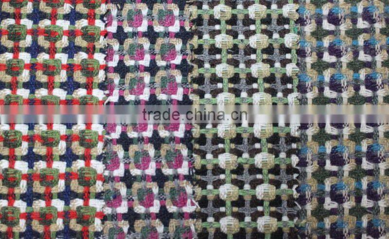 Fall winter yarn dyed knit plaid blend acryilic polyester wool fabric wholesale